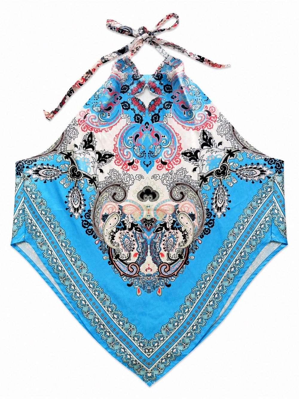 SHEIN Light Blue Paisley Halter Top